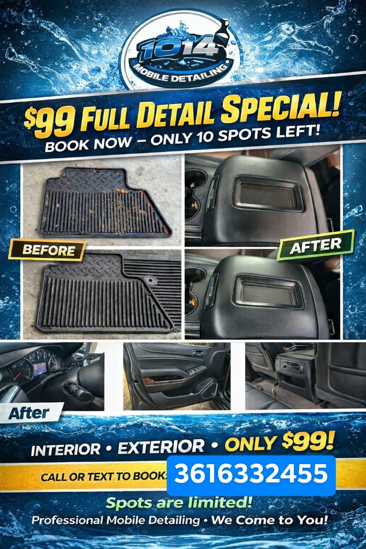 Refresh Your Car's Look with Detailing<div><br></div><div>Text 361-633-2455 for specials and package pricing </div>